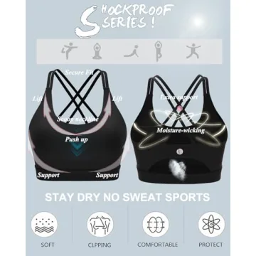 RUNNING GIRL Sports Bras for Women,Strappy Back Workout Bras Padded Supportive Black Sports Bra Plue Size(WX2354 Black,XS)