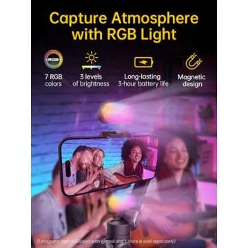 AOCHUAN Smart XE 3-Axis Gimbal Stabilizer for Smartphones, RGB Magnetic Fill Light for Vlogging and ...