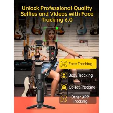 AOCHUAN 3-Axis Gimbal Stabilizer for Smartphone, Gimbal w/RGB Magnetic Fill Light Upgraded Face Tracking Focus Wheel Foldable iPhone Gimbal for iPhone/Android Phone Gimbal Vlog Recording Smart XE Kit