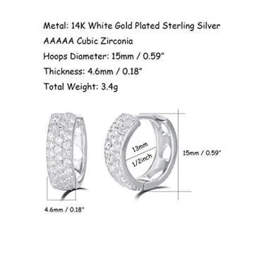 Carleen White Gold Plated CZ Huggie Hoop Earrings