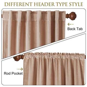 StangH Beige Blush Curtains Velvet - Home Decoration Back Tab Design Light Blocking Window Curtains,...