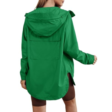 Herseas Womens Light Weight Rain Coat Waterproof Outdoor Running Drawstring Hooded Shed Rain Poncho ...