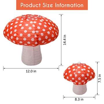 4Pcs Mushroom Shaped Paper Lanterns, Windspeed Large For Nursery Garden Christmas Halloween Party Decoration 8 inch, 12 inch(orange)