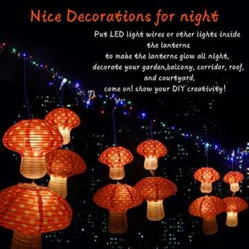 4Pcs Mushroom Shaped Paper Lanterns, Windspeed Large For Nursery Garden Christmas Halloween Party Decoration 8 inch, 12 inch(orange)