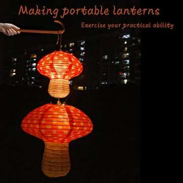 4Pcs Mushroom Shaped Paper Lanterns, Windspeed Large For Nursery Garden Christmas Halloween Party Decoration 8 inch, 12 inch(orange)