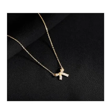 BEARJIA Bow Necklace Jewelry for Women in Gold or Silver