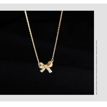 BEARJIA Bow Necklace Jewelry for Women in Gold or Silver