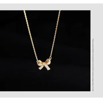 BEARJIA Bow Necklace Jewelry for Women in Gold or Silver