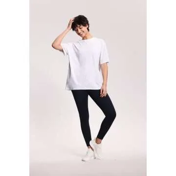 THE GYM PEOPLE Women's Casual Oversized T-Shirts Summer Crewneck Short Sleeve Workout Basic Tee Tops Heather White