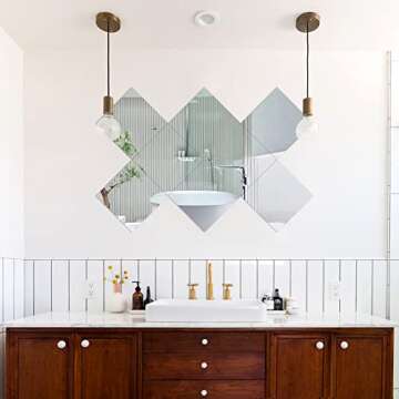 FOLUVUR Full Length Square Mirror with Sticker, 12x12, 8PCS, Wall Mount, Home Mirror