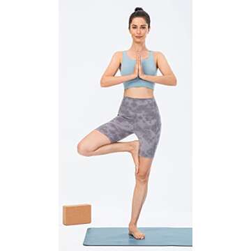 Lavento Women's Longline Sports Bra Yoga Crop Tank Top with Built in Bra (Light Blue, 6)