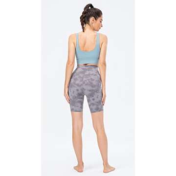 Lavento Women's Longline Sports Bra Yoga Crop Tank Top with Built in Bra (Light Blue, 6)