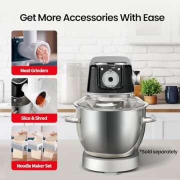 Hauswirt High-End Smart Stand Mixer M5, LED Touchscreen Mixers Kitchen Electric Stand Mixer with 5 P...