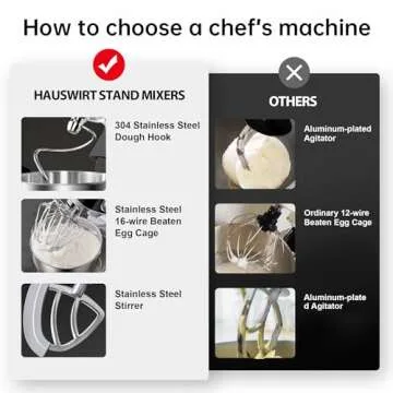 Hauswirt High-End Smart Stand Mixer M5, LED Touchscreen Mixers Kitchen Electric Stand Mixer with 5 Preset Menus, 5.3Qt Dough Mixer, 11speeds Kitchen Mixer with Egg Whisk, Dough Hook, Beater, Black