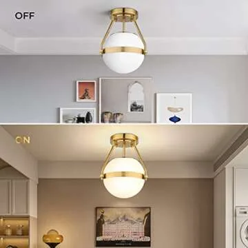 Lakumu Mid Century Globe Ceiling Light in Brushed Gold