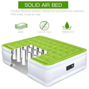 YENING Full Size Air Mattress with Built in Pump Raised Double Blow up Bed Inflatable Camping Airbed Electric 18 Inch Tall