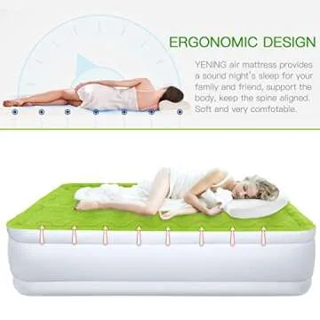 YENING Full Size Air Mattress with Built in Pump Raised Double Blow up Bed Inflatable Camping Airbed Electric 18 Inch Tall