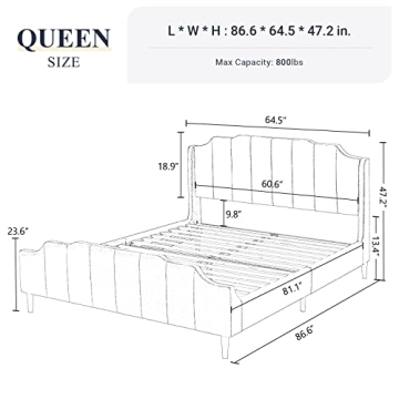 Allewie Queen Velvet Bed Frame - Stylish & Comfortable
