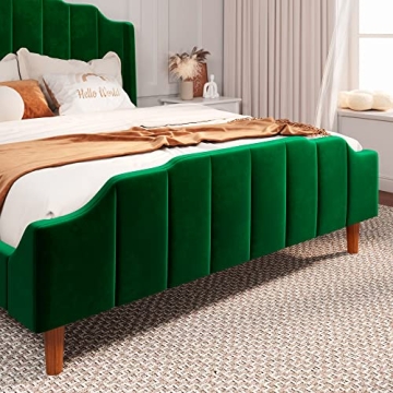 Allewie Queen Velvet Bed Frame - Stylish & Comfortable