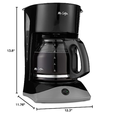 Mr. Coffee Black Coffee Maker 12 Cups Auto Pause and Carafe