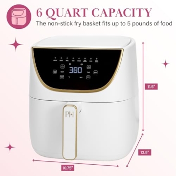 Paris Hilton 6-Quart Air Fryer Healthy 8-in-1 Cooking