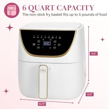Paris Hilton 6-Quart Air Fryer Healthy 8-in-1 Cooking