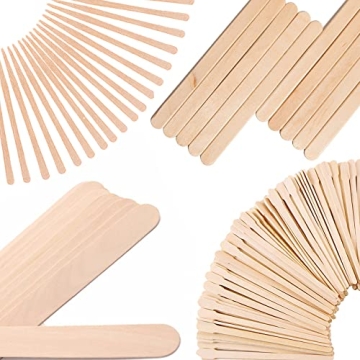 Mibly 4 Style 300 Pcs Assorted Wooden Wax Sticks for Body Legs Face and Small Medium Large Sizes Eye...
