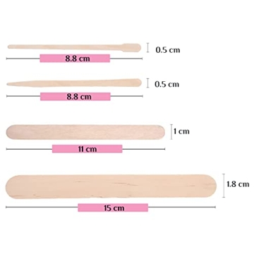 Mibly 300 Pcs Wooden Wax Sticks: Jumbo and Mini Applicators