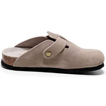 guoluofei Clogs for Women, Womens Clogs- Mules House Slipers with Arch Support and Adjustable Buckle Apricot