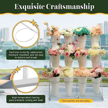 Flower Display Stands with 12 Buckets, Flower Buckets for Cut Flowers 3 Layers Movable Plant Display...