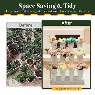 Flower Display Stands with 12 Buckets, Flower Buckets for Cut Flowers 3 Layers Movable Plant Display Stand 12 Cut Flowers Container Heavy Duty Moving Iron Plant Cart Shelf on Wheels for Patio Lawn