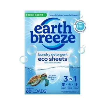Eco-Friendly Earth Breeze Laundry Detergent Sheets - 60 Loads in Fresh Scent