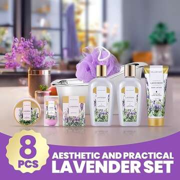 Spa Gifts for Women Spa Luxetique Spa Gift Baskets for Women, 8 Pcs Lavender Bath Sets for Women Gif...