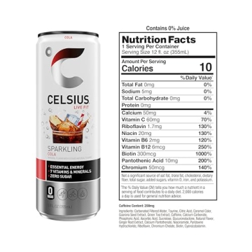 CELSIUS Sparkling Cola Energy Drink Pack of 12 for All