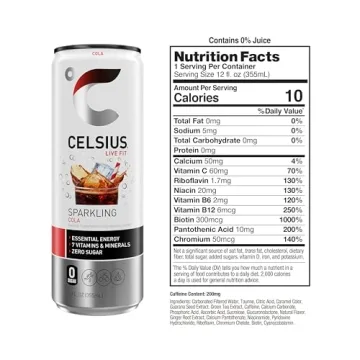 CELSIUS Sparkling Cola Energy Drink Pack of 12 for All