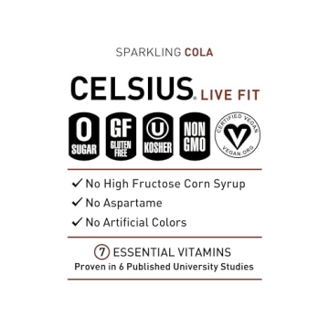 CELSIUS Sparkling Cola Energy Drink Pack of 12 for All