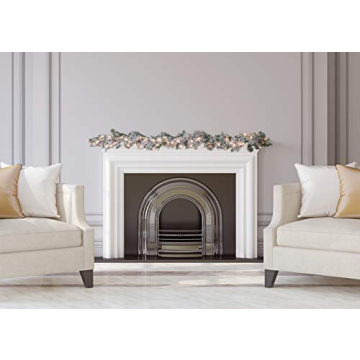 CraftMore Frosted Holiday Pine Garland with Lights 6 Feet