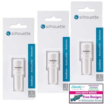 Silhouette Autoblade Pack of 3 Replacement Blades for Cameo 3 and Portrait 2- withCrafterClub+50 Free Designs