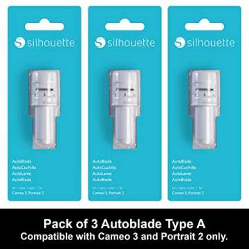 Silhouette Autoblade Pack of 3 Replacement Blades for Cameo 3 and Portrait 2- withCrafterClub+50 Free Designs