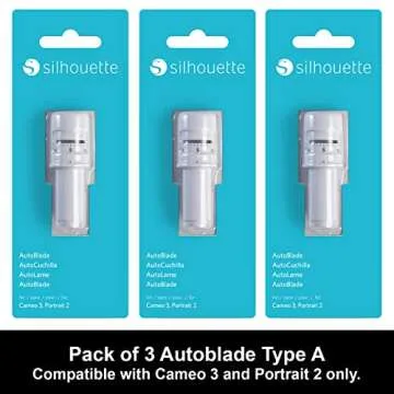 Silhouette Autoblade Pack of 3 Replacement Blades for Cameo 3 and Portrait 2- withCrafterClub+50 Free Designs