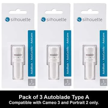 Silhouette Autoblade Pack of 3 Replacement Blades for Cameo 3 and Portrait 2- withCrafterClub+50 Free Designs