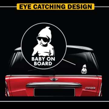 TOTOMO Baby on Board Sticker for Cars Funny Cute Safety Caution Decal Sign for Car Window and Bumper...