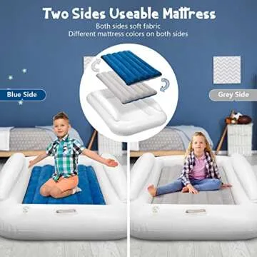 Toddler Travel Bed, Portable Toddler Bed for Kids | Toddler Air Mattress | Inflatable Travel Toddler...