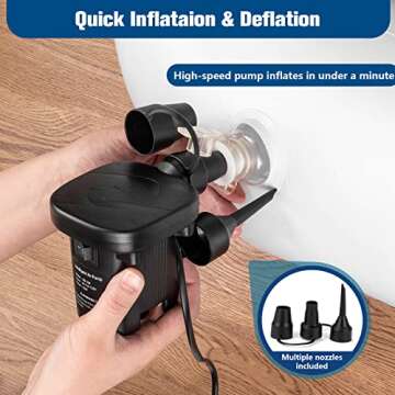 Toddler Travel Bed, Portable Toddler Bed for Kids | Toddler Air Mattress | Inflatable Travel Toddler Bed | Kids Blow Up Mattress with Sides | Two Sides Usable Kids Air Mattress -Navy Blue & Grey