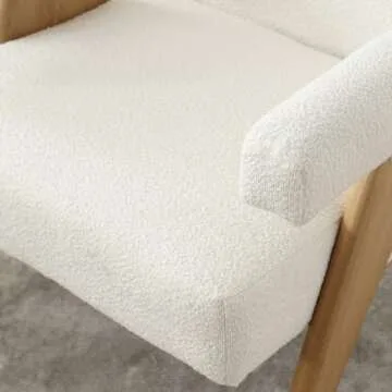 BESTANO Sherpa Accent Chair Mid Century Modern Wood Armchair Comfy Reading Living Room Chair Single Seat Sofa Chair Office Accent Chair Lounge Chair for Living Room Bedroom, White