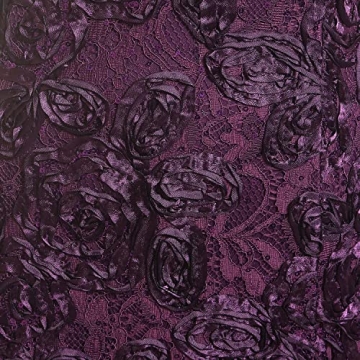 Alex Evenings Women's 10P Long Rosette Mother of The Bride Dress with Short Sleeves, Wedding Guest (Petite and Regular Sizes), Eggplant