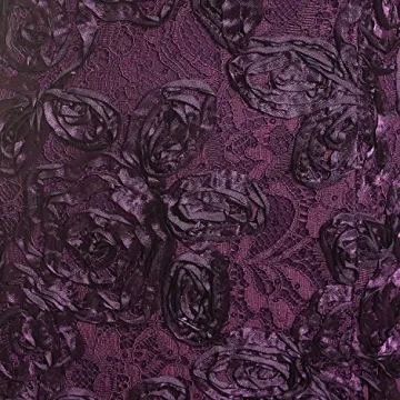 Alex Evenings Women's 10P Long Rosette Mother of The Bride Dress with Short Sleeves, Wedding Guest (Petite and Regular Sizes), Eggplant