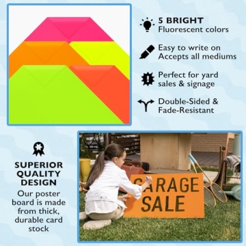 Hygloss Neon Poster Board 25 Sheets - Vibrant Colors