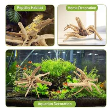 Tfwadmx Natural Driftwood for Aquarium, 11-13 inch Reptile Branches Terrarium Wood Aquarium Trunk Driftwood Tree Fish Tank Log Decoration Pack of 2
