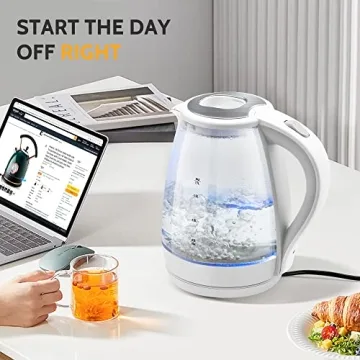 Pukomc Electric Kettle - 1.7L Glass Hot Water Boiler